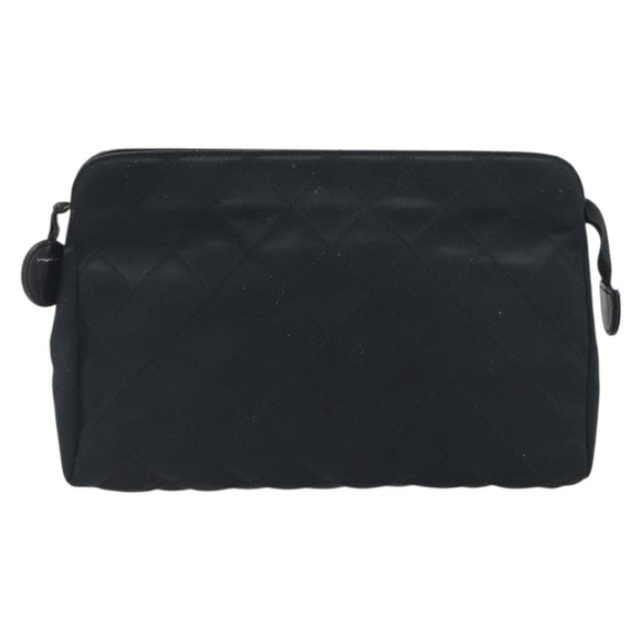 CHANEL Bicolore Clutch Bag Satin Black Gold CC Auth 194321