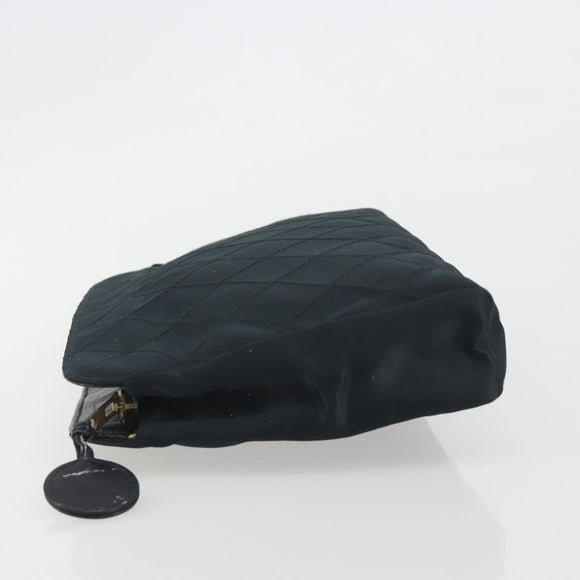 CHANEL Bicolore Clutch Bag Satin Black Gold CC Auth 194321