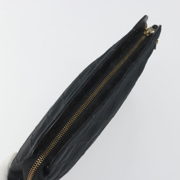 CHANEL Bicolore Clutch Bag Satin Black Gold CC Auth 194321