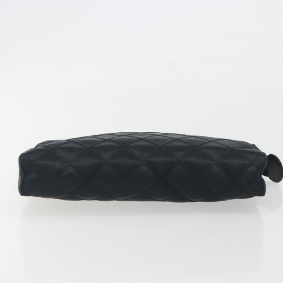 CHANEL Bicolore Clutch Bag Satin Black Gold CC Auth 194321