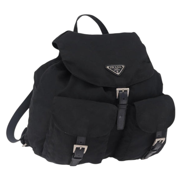 PRADA Backpack Nylon Black Silver Auth 194322