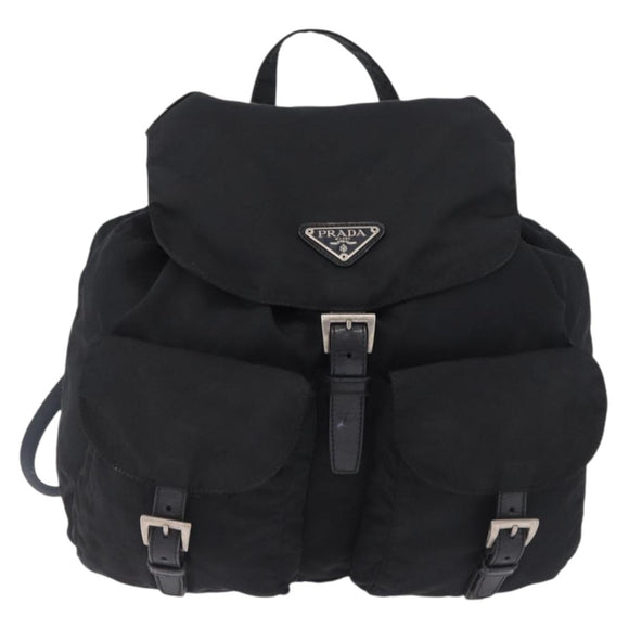 PRADA Backpack Nylon Black Silver Auth 194322
