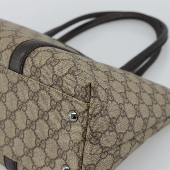 GUCCI GG Supreme Tote Bag PVC Beige Silver 114595 Auth 194324