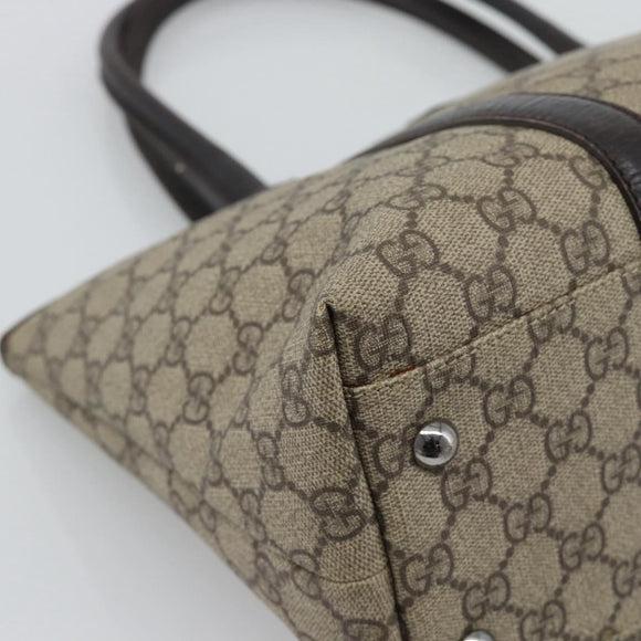 GUCCI GG Supreme Tote Bag PVC Beige Silver 114595 Auth 194324