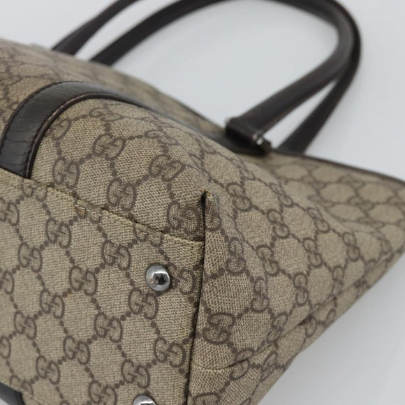 GUCCI GG Supreme Tote Bag PVC Beige Silver 114595 Auth 194324
