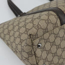 GUCCI GG Supreme Tote Bag PVC Beige Silver 114595 Auth 194324-16