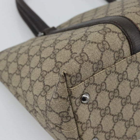 GUCCI GG Supreme Tote Bag PVC Beige Silver 114595 Auth 194324