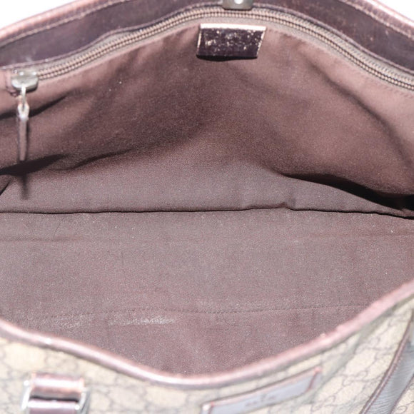 GUCCI GG Supreme Tote Bag PVC Beige Silver 114595 Auth 194324