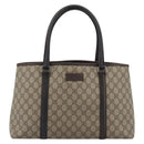 GUCCI GG Supreme Tote Bag PVC Beige Silver 114595 Auth 194324-13
