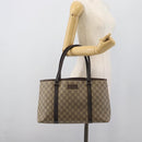 GUCCI GG Supreme Tote Bag PVC Beige Silver 114595 Auth 194324-21