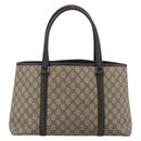 GUCCI GG Supreme Tote Bag PVC Beige Silver 114595 Auth 194324-2