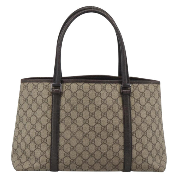 GUCCI GG Supreme Tote Bag PVC Beige Silver 114595 Auth 194324