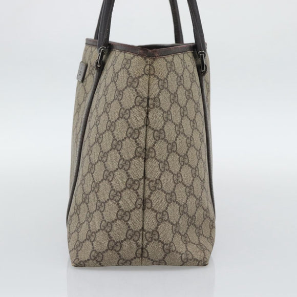 GUCCI GG Supreme Tote Bag PVC Beige Silver 114595 Auth 194324