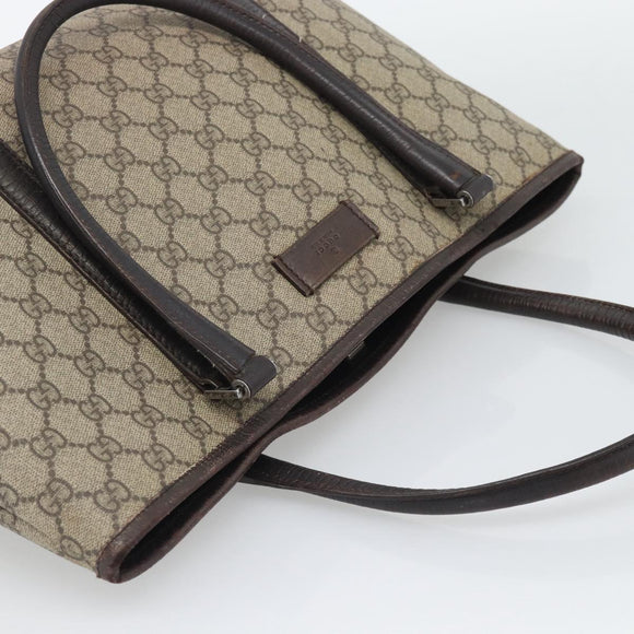 GUCCI GG Supreme Tote Bag PVC Beige Silver 114595 Auth 194324