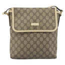 GUCCI GG Supreme Shoulder Bag PVC Beige Gold 223666 Auth 194327-13