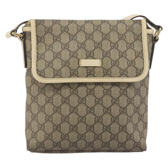 GUCCI GG Supreme Shoulder Bag PVC Beige Gold 223666 Auth 194327
