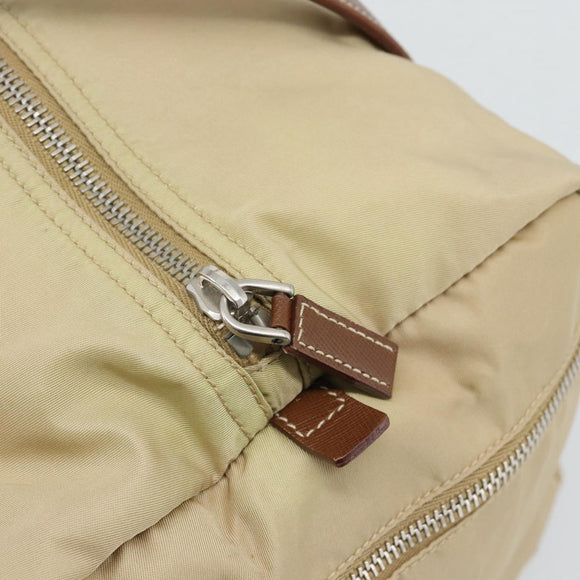 PRADA Hand Bag Nylon Beige Silver Auth 194328A