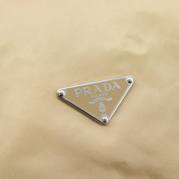 PRADA Hand Bag Nylon Beige Silver Auth 194328A