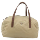 PRADA Hand Bag Nylon Beige Silver Auth 194328A-13
