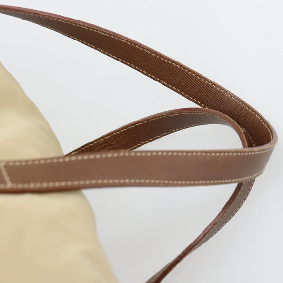 PRADA Hand Bag Nylon Beige Silver Auth 194328A