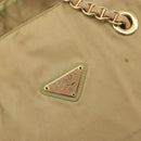 PRADA Chain Tote Bag Nylon Beige Gold Auth 194329-17