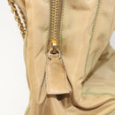 PRADA Chain Tote Bag Nylon Beige Gold Auth 194329-23