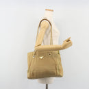 PRADA Chain Tote Bag Nylon Beige Gold Auth 194329-26