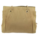 PRADA Chain Tote Bag Nylon Beige Gold Auth 194329-2