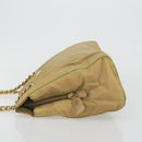 PRADA Chain Tote Bag Nylon Beige Gold Auth 194329-4