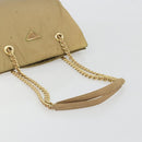 PRADA Chain Tote Bag Nylon Beige Gold Auth 194329-7