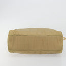 PRADA Chain Tote Bag Nylon Beige Gold Auth 194329-5