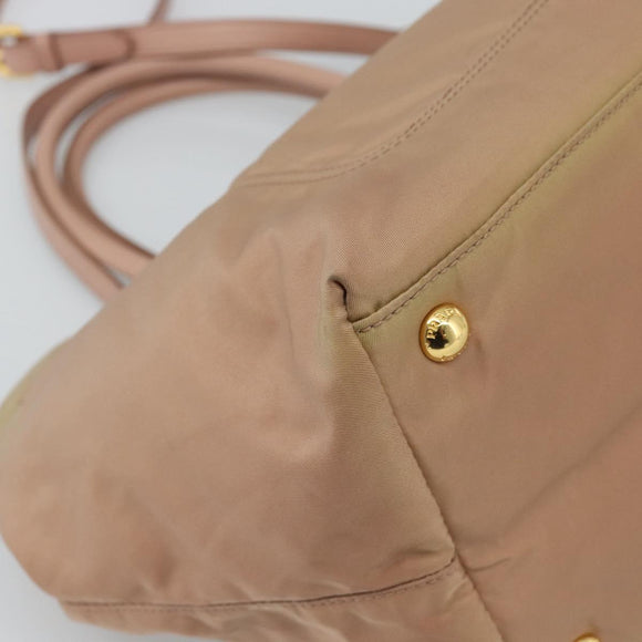 PRADA Hand Bag Nylon 2way Pink Gold Auth 194330