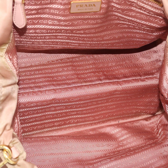 PRADA Hand Bag Nylon 2way Pink Gold Auth 194330