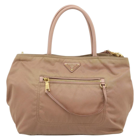 PRADA Hand Bag Nylon 2way Pink Gold Auth 194330