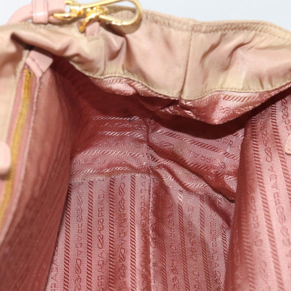 PRADA Hand Bag Nylon 2way Pink Gold Auth 194330