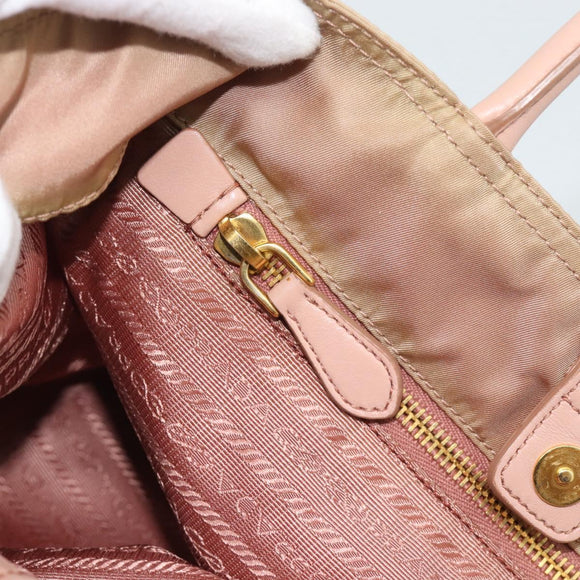 PRADA Hand Bag Nylon 2way Pink Gold Auth 194330