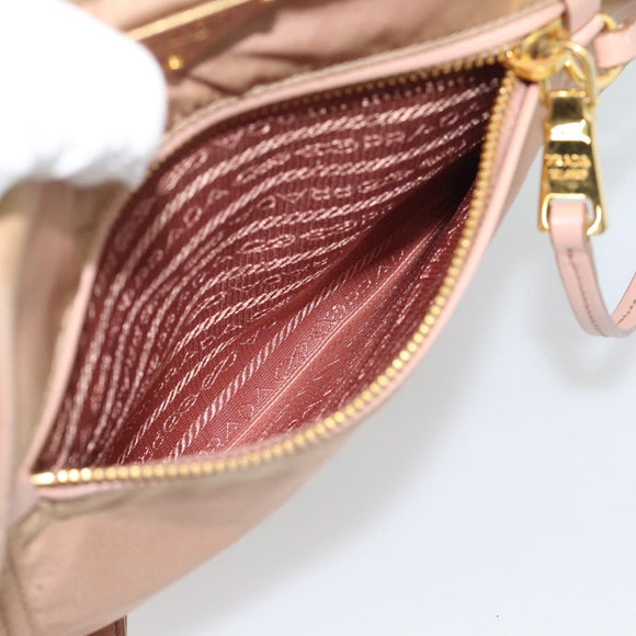 PRADA Hand Bag Nylon 2way Pink Gold Auth 194330