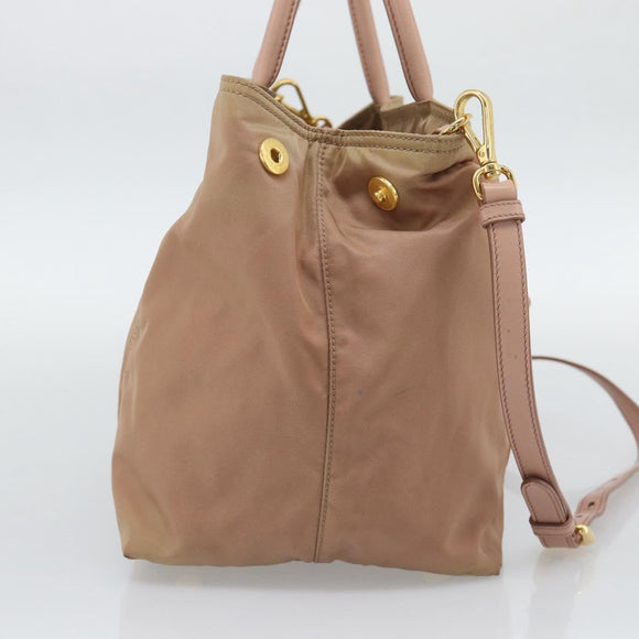 PRADA Hand Bag Nylon 2way Pink Gold Auth 194330