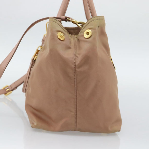 PRADA Hand Bag Nylon 2way Pink Gold Auth 194330