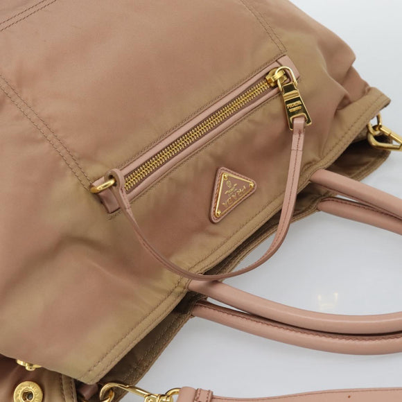 PRADA Hand Bag Nylon 2way Pink Gold Auth 194330
