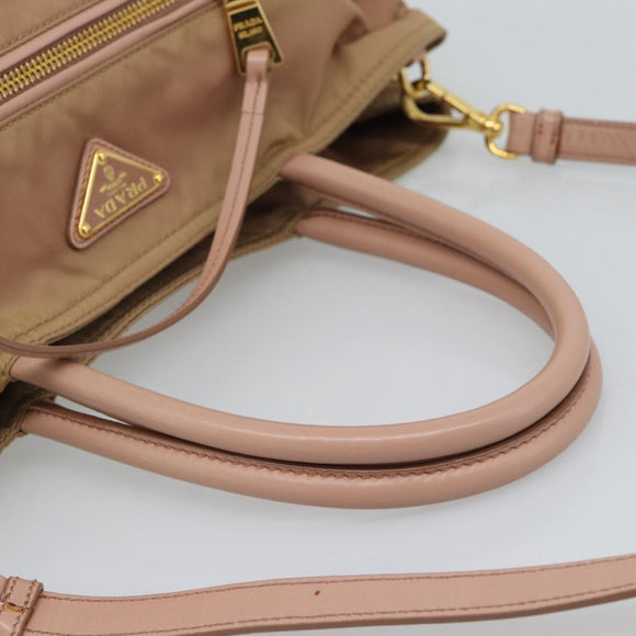 PRADA Hand Bag Nylon 2way Pink Gold Auth 194330
