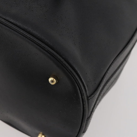 GUCCI Bamboo Hand Bag Leather Black Gold 001 2684 1657 Auth 194334