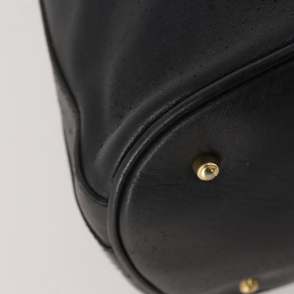 GUCCI Bamboo Hand Bag Leather Black Gold 001 2684 1657 Auth 194334