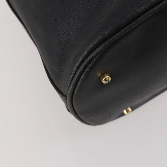 GUCCI Bamboo Hand Bag Leather Black Gold 001 2684 1657 Auth 194334