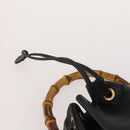 GUCCI Bamboo Hand Bag Leather Black Gold 001 2684 1657 Auth 194334-14