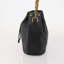 GUCCI Bamboo Hand Bag Leather Black Gold 001 2684 1657 Auth 194334-4
