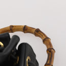 GUCCI Bamboo Hand Bag Leather Black Gold 001 2684 1657 Auth 194334-8