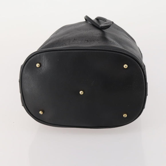 GUCCI Bamboo Hand Bag Leather Black Gold 001 2684 1657 Auth 194334