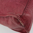 BALENCIAGA The Giant City Hand Bag Leather 2way Red Silver 204529 Auth 194336V-15