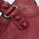 BALENCIAGA The Giant City Hand Bag Leather 2way Red Silver 204529 Auth 194336V-16